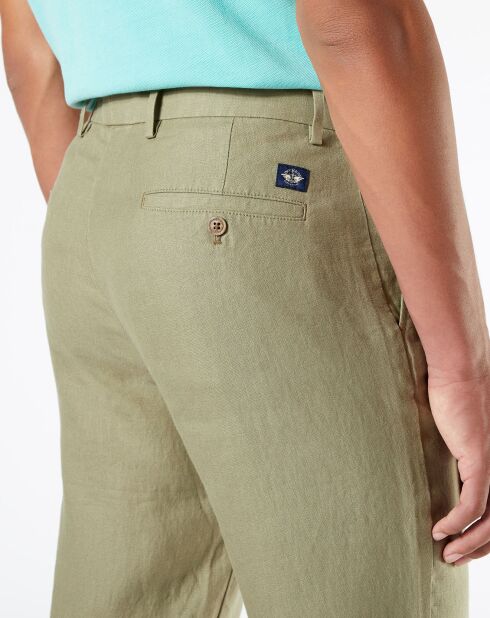Pantalon 100% Lin Chino Regular Fit kaki clair