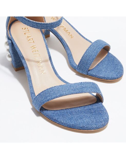 Sandales en Denim Simple Pearls bleues - Talon 6,5 cm