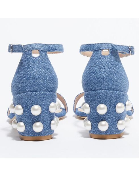 Sandales en Denim Simple Pearls bleues - Talon 6,5 cm