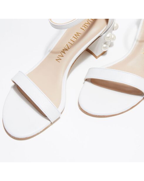 Sandales en Cuir Simple Pearls blanches - Talon 6,5 cm