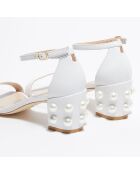 Sandales en Cuir Simple Pearls blanches - Talon 6,5 cm