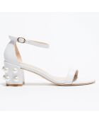 Sandales en Cuir Simple Pearls blanches - Talon 6,5 cm