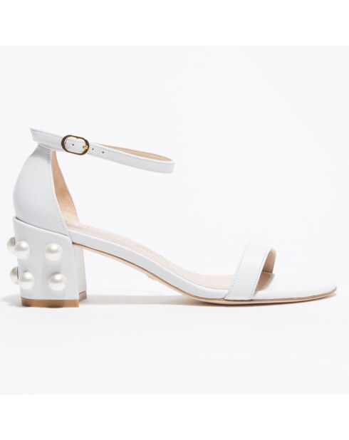 Sandales en Cuir Simple Pearls blanches - Talon 6,5 cm