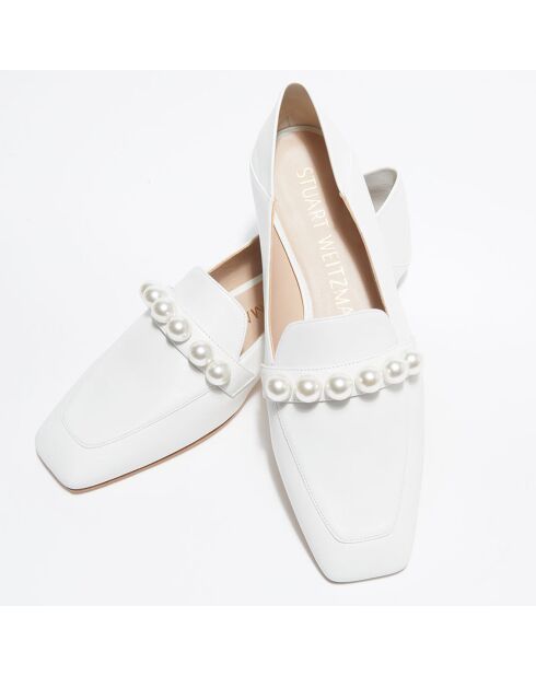 Mocassins en Cuir Mickee Pearls blancs