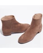 Bottines en Velours de Cuir Quartz taupe