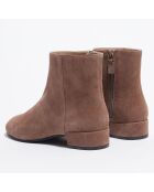 Bottines en Velours de Cuir Quartz taupe