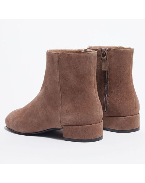 Bottines en Velours de Cuir Quartz taupe