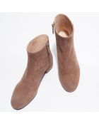 Bottines en Velours de Cuir Quartz taupe