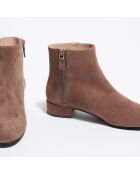 Bottines en Velours de Cuir Quartz taupe