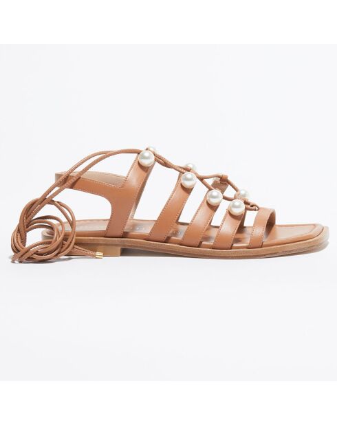 Sandales en Cuir Goldie Lace-Up camel