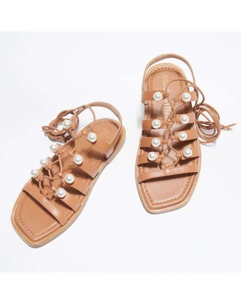 Sandales en Cuir Goldie Lace-Up camel