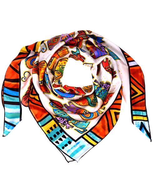 Foulard en Soie Gato Gusto multicolore - 90x90 cm