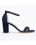 Sandales en Velours de Cuir Nealynude bleu marine - Talon 8 cm