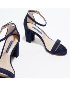 Sandales en Velours de Cuir Nealynude bleu marine - Talon 8 cm