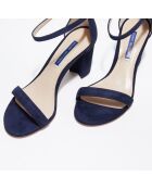 Sandales en Velours de Cuir Nealynude bleu marine - Talon 8 cm