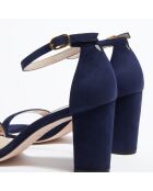 Sandales en Velours de Cuir Nealynude bleu marine - Talon 8 cm