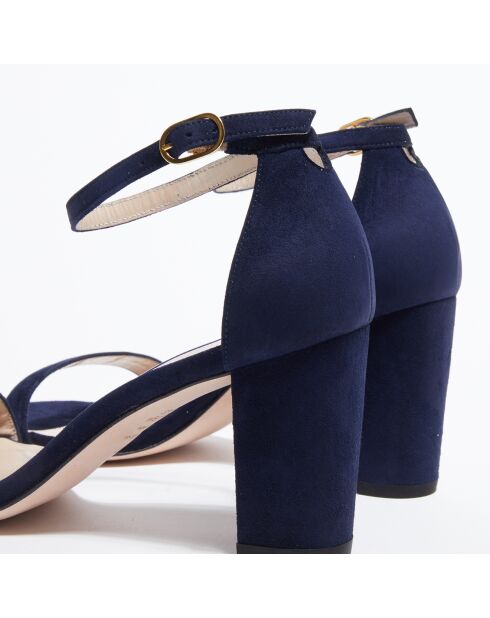 Sandales en Velours de Cuir Nealynude bleu marine - Talon 8 cm