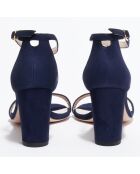 Sandales en Velours de Cuir Nealynude bleu marine - Talon 8 cm