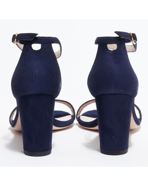 Sandales en Velours de Cuir Nealynude bleu marine - Talon 8 cm