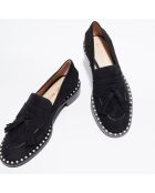 Mocassins en Velours de Cuir Kaylene Pearl noirs