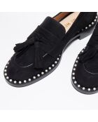 Mocassins en Velours de Cuir Kaylene Pearl noirs