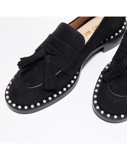 Mocassins en Velours de Cuir Kaylene Pearl noirs