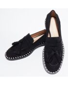 Mocassins en Velours de Cuir Kaylene Pearl noirs