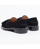 Mocassins en Velours de Cuir Kaylene Pearl noirs