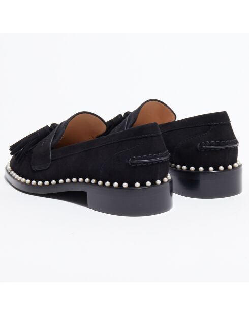 Mocassins en Velours de Cuir Kaylene Pearl noirs