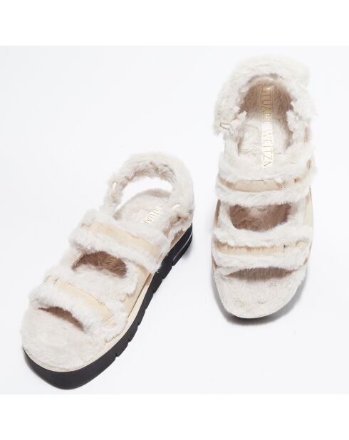 Sandales en Velours de Cuir Zoe Lift Chill fourrées nude