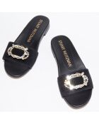 Sandales en Velours de Cuir Caicos Crystal noires