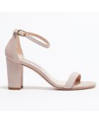 Sandales en Velours de Cuir Nealynude rose poudré - Talon 8 cm