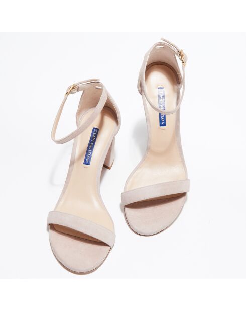 Sandales en Velours de Cuir Nealynude rose poudré - Talon 8 cm