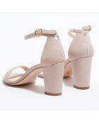 Sandales en Velours de Cuir Nealynude rose poudré - Talon 8 cm