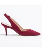 Slingbacks en Velours de Cuir Leilana framboise - Talon 7.5 cm