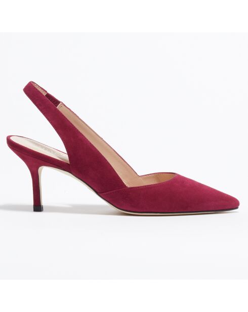 Slingbacks en Velours de Cuir Leilana framboise - Talon 7.5 cm