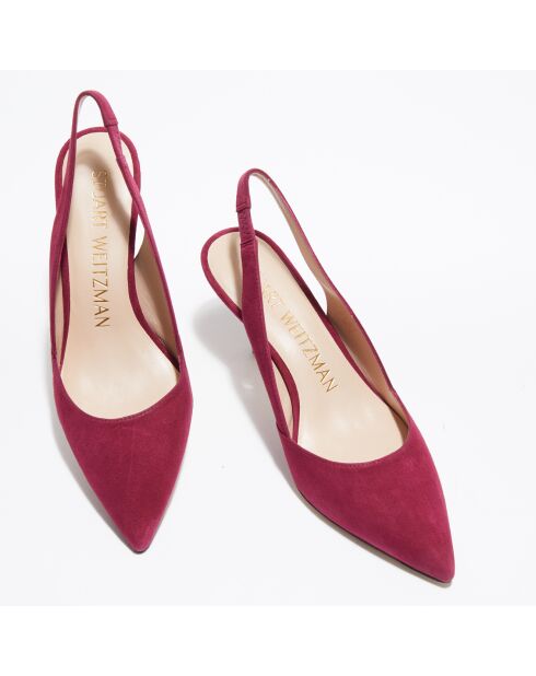 Slingbacks en Velours de Cuir Leilana framboise - Talon 7.5 cm