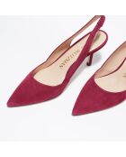 Slingbacks en Velours de Cuir Leilana framboise - Talon 7.5 cm