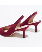 Slingbacks en Velours de Cuir Leilana framboise - Talon 7.5 cm