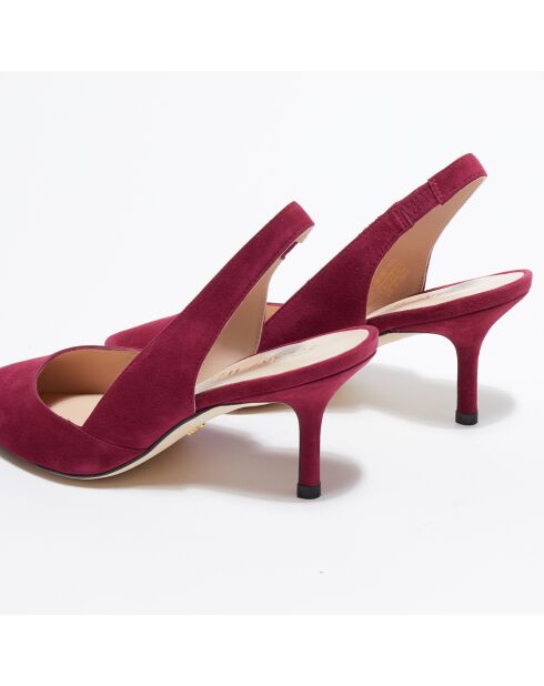 Slingbacks en Velours de Cuir Leilana framboise - Talon 7.5 cm