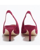 Slingbacks en Velours de Cuir Leilana framboise - Talon 7.5 cm