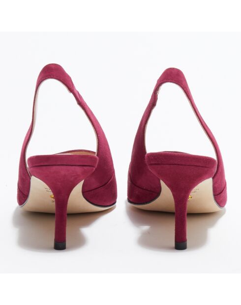 Slingbacks en Velours de Cuir Leilana framboise - Talon 7.5 cm