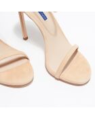 Sandales en Velours de Cuir Nudist beiges - Talon 12,5 cm