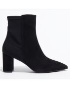 Bottines en Velours de Cuir & Textile Lonnie noires - Talon 7,7 cm