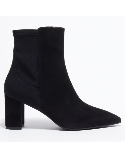 Stivaletti Lonnie in pelle e tessuto neri in velluto - tacco 7,7 cm