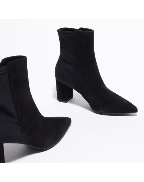 Stivaletti Lonnie in pelle e tessuto neri in velluto - tacco 7,7 cm