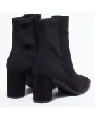 Bottines en Velours de Cuir & Textile Lonnie noires - Talon 7,7 cm