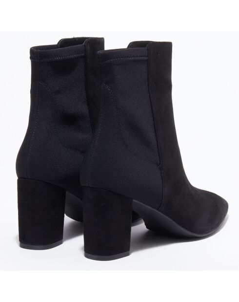 Stivaletti Lonnie in pelle e tessuto neri in velluto - tacco 7,7 cm