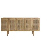 Buffet marron 5 portes bois de manguier et cannage isa marron - 177x46x85 cm