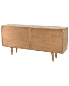 Buffet marron 5 portes bois de manguier et cannage isa marron - 177x46x85 cm